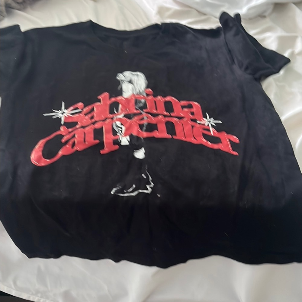 Black Graphic T-Shirt with Red Print
